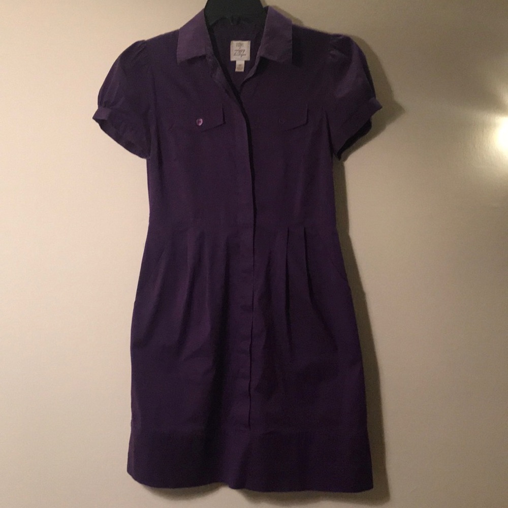 Suzy Chin sz 6P button up purple dress w/ pockets!